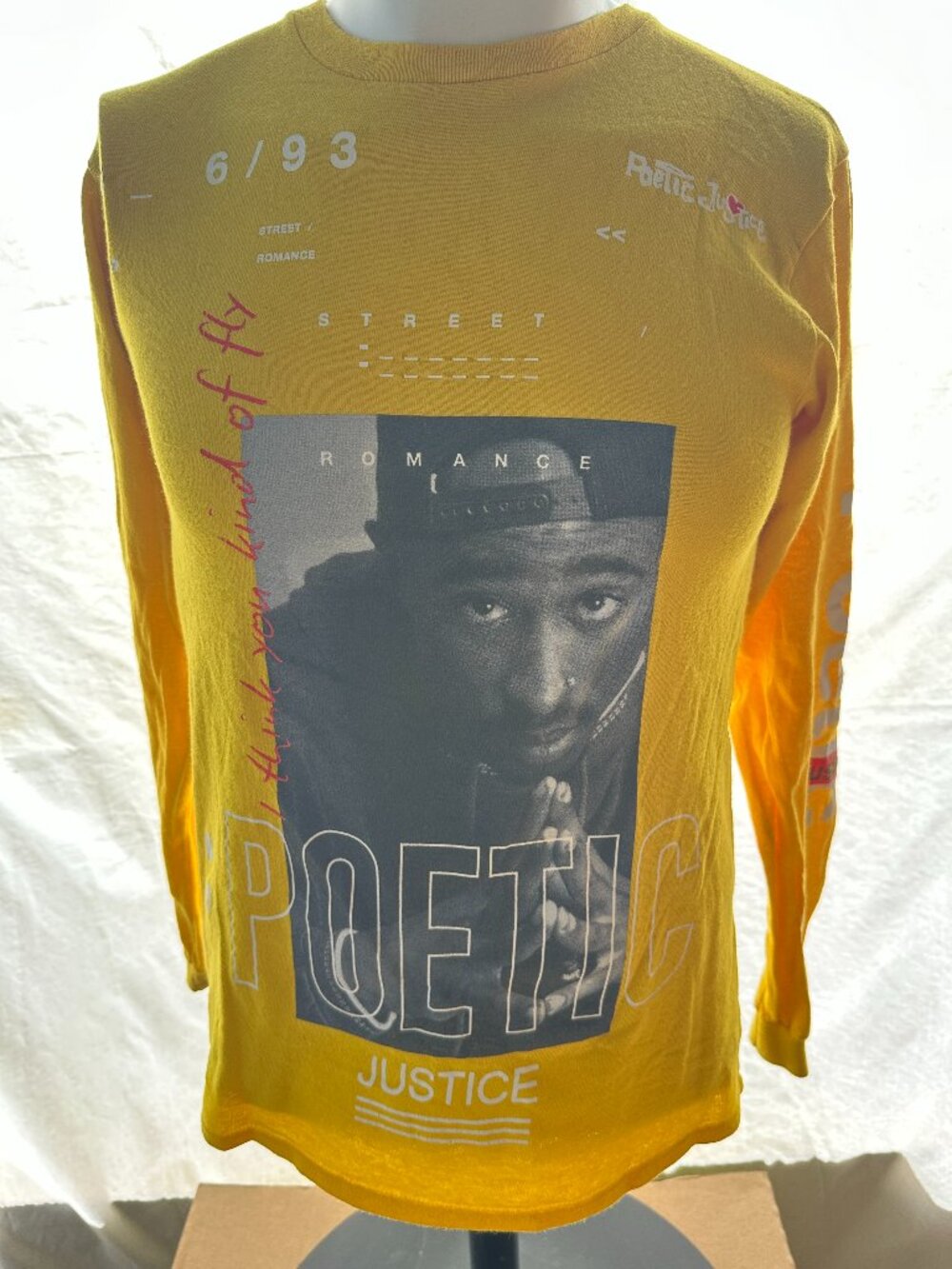 Poetic Justice Tupac Shakur Romance Chemistry Men's Yellow LS Shirt Size XS